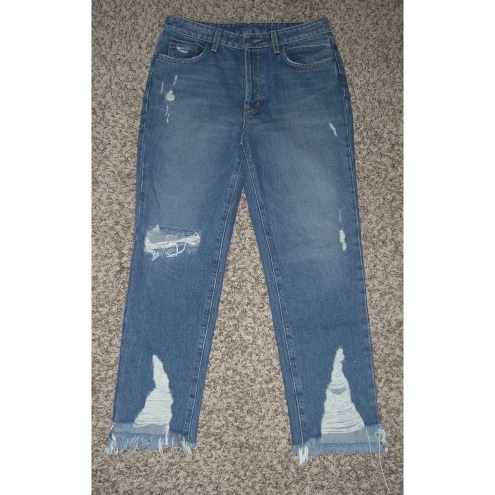 Carmar Los Angeles Jeans LF Destroyed Holes Distressed Button Fly Short Grunge